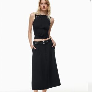 Aritzia Black Midi A-Line Skirt for Cocktail Events